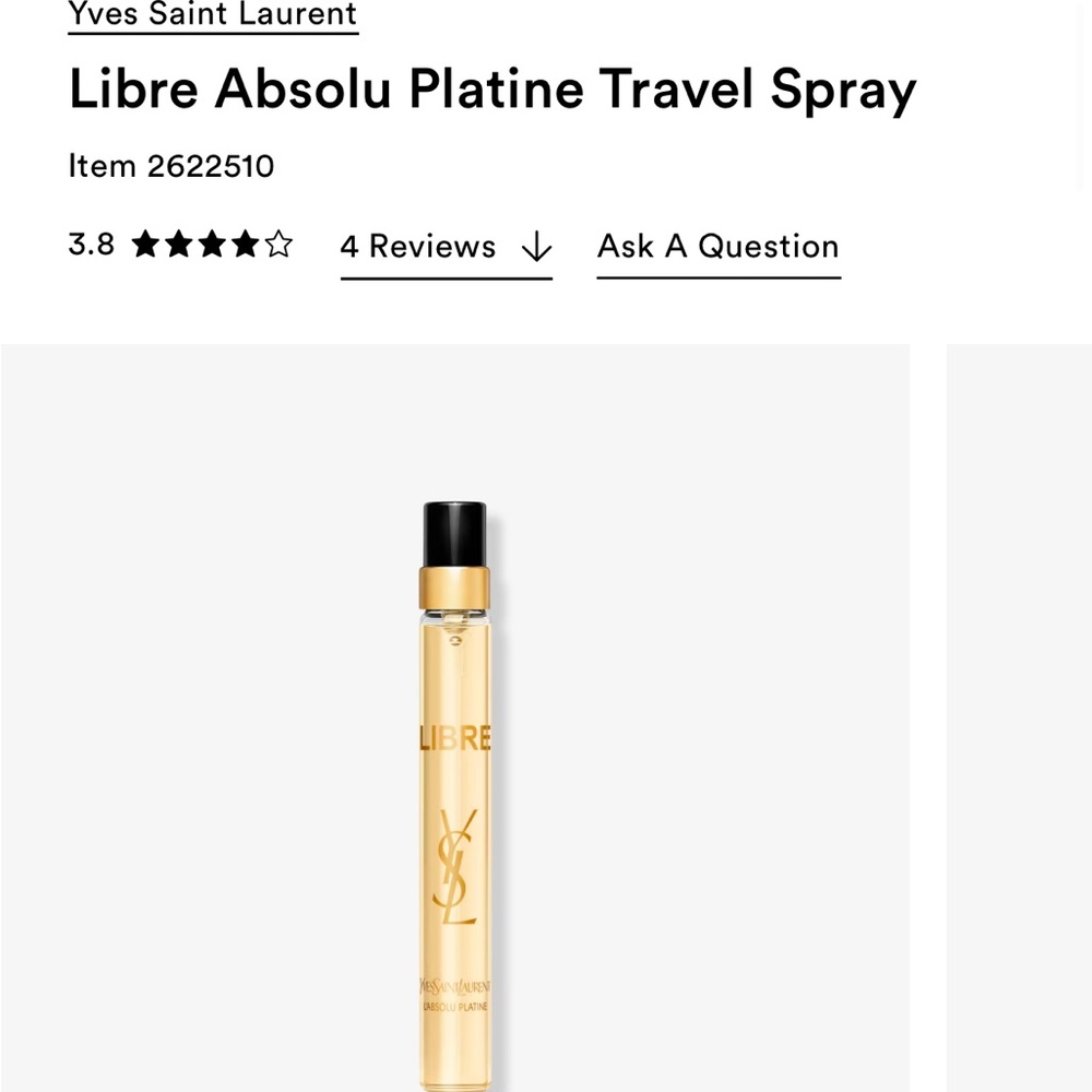 YSL Libre L’Absolu Platine travel size spray .33 fl oz